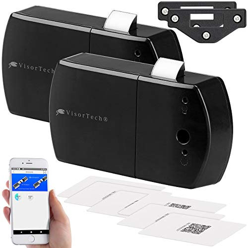 VisorTech Schubladenschloss: 2er-Set Schubladen- & Schranktüren-Schloss mit RFID-Schlüssel, BT, App (Elektronisches Briefkastenschloss, Schrank-Schloss, Kindersicherung)