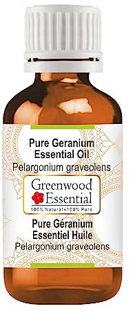 Greenwood Essential Pure Geranium Essential Oil (Pelargonium graveolens) Steam Distilled Natural Therapeutic Grade 10ml (0.33 oz)
