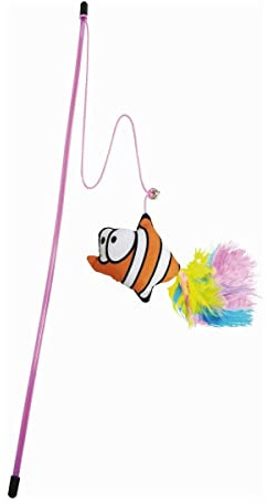 Gloria - Caña de Juguete de Gatos - Accesorio para Gatos - Modelo Guppy Tropical - Caña Flexible con Peluches - Juego Interactivo con Mascotas - Color Variado - Tamaño de 46 cm