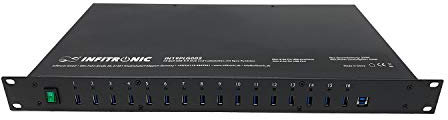 Infitronic – IN19PLG002-19 tum USB 3.0 hubb 16-portar med laddningsstation och synkronisering (1 HE rackmontering)