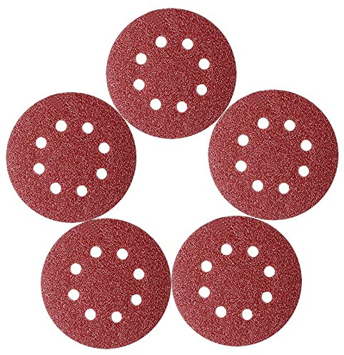 50 Pcs 125mm Sanding Discs Pads, Premium 8 Hole 40 Grit Hook and Loop Sandpaper Sheet for Random Orbital Sander.