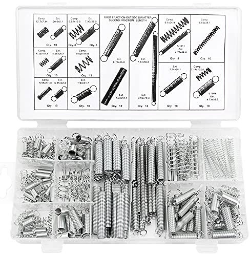 Assortiment de Ressorts de Traction et Compression 20 Tailles Petits Ressorts en Acier Galvanisé avec Boîte de Rangement 200 Pièces