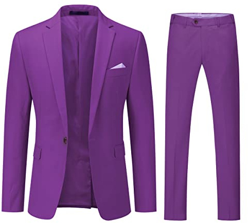 YOUTHUP Traje Hombre 2 Piezas, Solapa Normal, 1 Botón, Morado, L