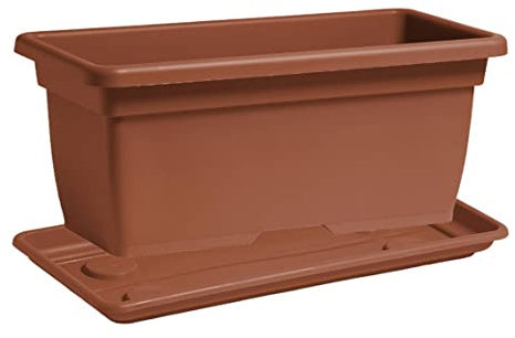 eacommerce Vaso + Sottovaso Rettangolare in Plastica PPL Colore Terracotta Cassetta Mega Per interni ed esterni (80x40x34H cm, Colore Terracotta)