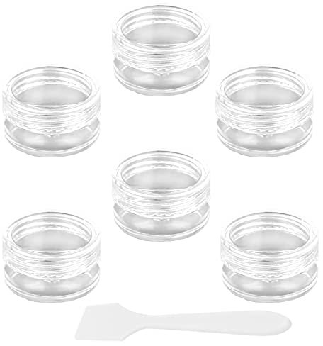 Transparente Leer Döschen, 6 Stück Cremedose Mini Dosen mit Spatel, 5ml Leerdose klarer Tiegel, Reise Töpfchen Döschen Set, für Lotion, Creme, Mini-Kerzen, Kosmetik