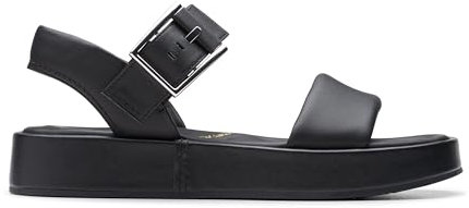 Clarks Damen Alda Strap Sandale, Black Leather, 40 EU