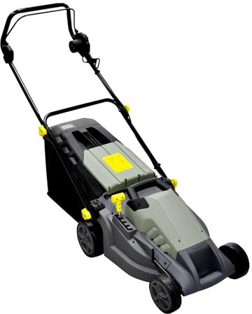 Avilia Rasaerba Elettrico ad Induzione - Tosaerba Regolabile 5 Altezze di Taglio, Diametro di Taglio 380mm, Velocità 3000 giri/min, 1600W, 230V, con Cesto di Raccolta 50L, 143x105x55cm