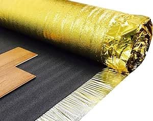 Sonic - Sottostrato acustico dorato, spessore 5 mm, dimensioni a scelta, per tutti i pavimenti in legno, laminato, a prova di umidità, ottimo isolamento acustico e termico, 3 pezzi