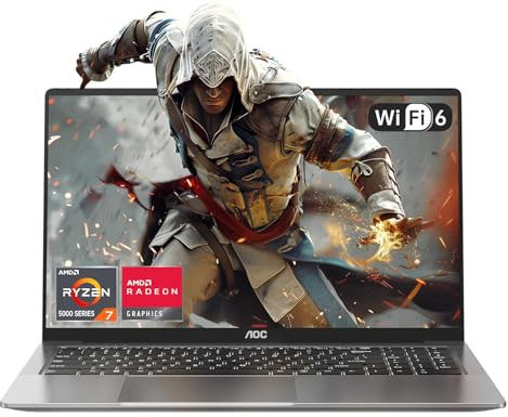 AOC Gaming Laptop,AMD Ryzen 7 5825U,Up to 4.5GHz,16.1 Inch Notebook,16 GB DDR4 RAM, NVME SSD 512 GB,Tastatur mit Hintergrundbeleuchtung,Radeon RX Vega 8, WiFi 6