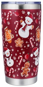 bstedyas Red Christmas Tumbler 20 oz Snowman Coffee Mug with Lid & Straw