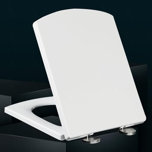 Absenkbarer Toilettendeckel Eckig Antibakteriell Wc Sitz Antibakterielle Klobrille aus Duroplast Abnehmbare Klodeckel Top-Installation Abnehmbar,white-34.5 * 43cm