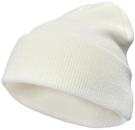 VIAUMBR Beanie mössa vintermössa män kvinnor stickad mössa vintermössa mössa hatt sportmössa stickad manschetter termo mjuk andas klassisk unisex V043, 43 vit, 48-60