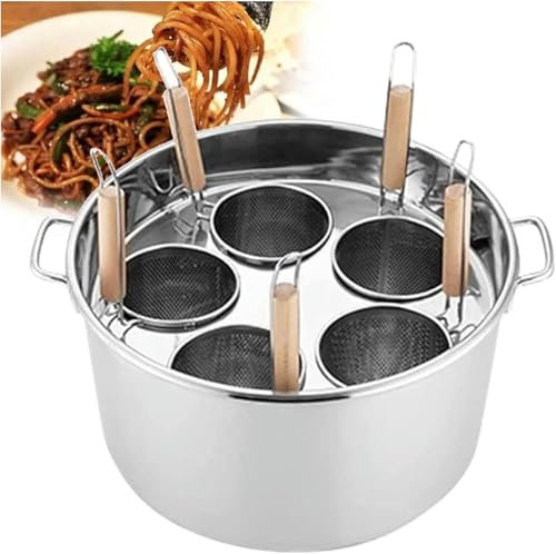 PGKTKCWH Pentole per la Pasta Pentola per la Pasta Cuocipasta in Acciaio Inox, Set per la Cottura della Pasta con cestello scolapasta, (3/4/5 Fori) Pentola per la Cucina di casa Pentola per