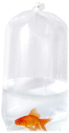 AlfaEx fiskepåsar, 5 tum x 4 tum x 16 tum läckagesäker, platt botten, genomskinliga plastfiskväskor för tropisk och marin fisktransport, 200 gauge. (förpackning med 20)