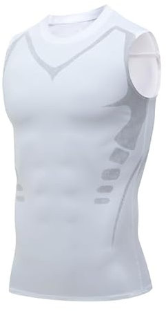 Smatstyle Kompressionsshirt Tank Top Herren Ärmelloses Laufshirt Atmungsaktives Funktionsshirts Sports Trainingsshirt Fitness (DE/NL/SE/PL, Alphanumerisch, M, Regular, Regular, Weiß)