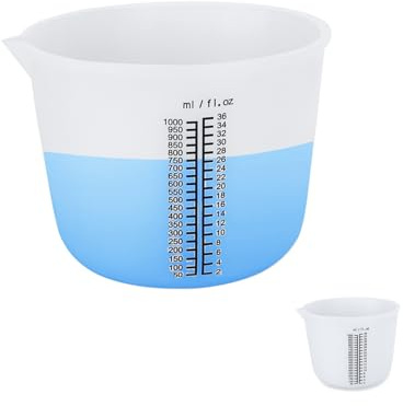Silikon Messbecher 1000 ml mit schwarzer Skala, Siebdruck – Silikonbecher zum Gießen für Epoxidharz, Harz Mischbecher, wiederverwendbar für DIY Handmade, Gießformen, Basteln, Schmuckherstellung