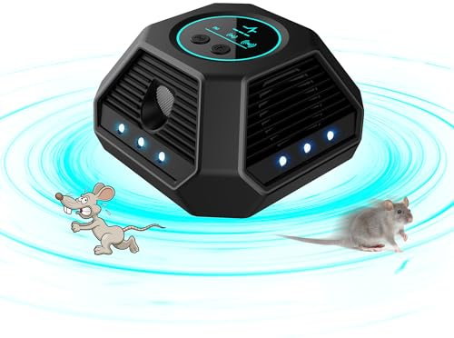 HENESE Ultrasónico para Ratas 360°,Ahuyentador de Ratas, LED Repelente Ultrasónico,2025 Repelente de murciélagos, Ardilla y cucaracha ultrasónica