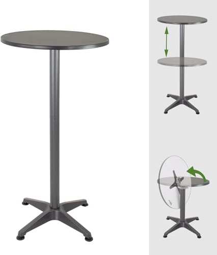 TRUTZHOLM 2in1 Stehtisch höhenverstellbar 70-115 cm Ø Rund Aluminium pflegeleicht mit klappbarer Tischplatte Bistrotisch Partytisch Indoor Outdoor Partytisch Bartisch Empfangstisch Anthrazit (2)