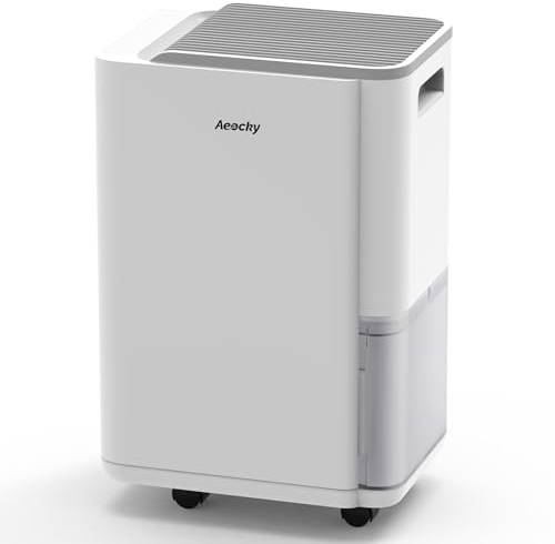 Déshumidificateur AEOCKY 25L/d, applicable à 200 m³ (50 m²), déshumidificateur à compresseur intelligent avec tuyau de vidange, pour sécher les vêtements, chambre, salle de bain, sous-sol
