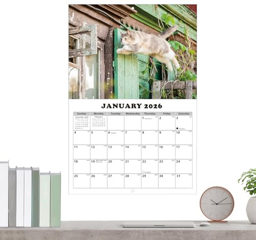Calendario De Pared De Gatos 2026 | Organizador de 13 Meses | Almanaque de Gatos para Pared - Para Salón Dormitorio Despacho Aula Oficina Estudiantes Profesores Consultores Freelancers Taller Estudio