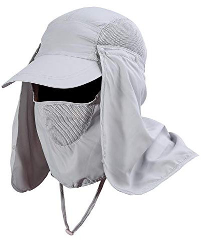 Bloquear la luz Solar UV Desmontable Sombrero de Cuello para Ciclismo, Senderismo, Pesca para Hombres y Mujeres Gris