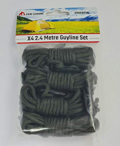 ESW LEISURE Guyline Ropes 4-pack för tält markis camping stark lätt paracord kille rep med spännare kille linjer fiske paraply skydd bivvy husvagn lusthus (olivgrön, 2,4 meter 4-pack)