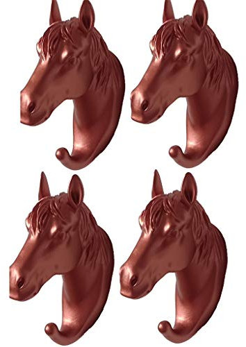 Kreativer Pferdekopf Klebriger Haken, Keine Notwendigkeit, Klebehaken Zum Aufhängen Zu Stanzen, Klebrige Kleiderbügel Für Die Decke, Kann 5 Kg Tragen ( Color : Red Gold*4 , Size : 3.8*8*12cm )