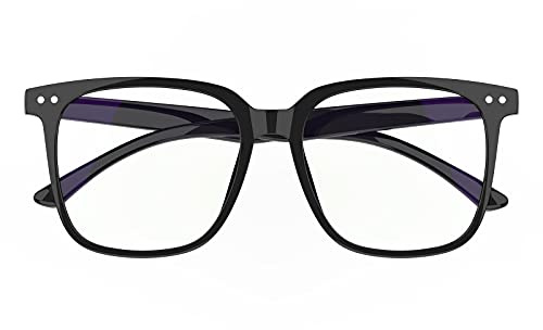 DTIUGUTAE Oversized Square Blue Light Blocking Glasses for Women and Men - Gaming & Computer Anti-Fatigue (Black)