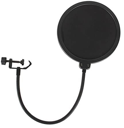 ZONADAH Microphone Pop Filter and Foam Mic Cover, Swivel Double Layer Sound Shield Guard 360° Mic Pop Filter Windscreen for Streaming, Online Meetings, Social Media Videos,Videography