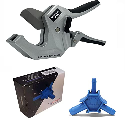 PSW TRADE SUPPLIERS LTD Rohrschneider für Kunststoffrohre, Mehrschichtverbundrohre bis 42mm, Multi Kalibrierer für PEX/AL/PEX 16-20-25mm mit Ratschenantrieb und Edelstahlschnalle