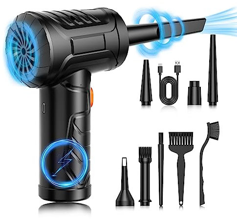 Elektrische Staubgebläse Druckluftspray für PC Reinigungsset,3-Gang 110000U/min Tastatur Reinigung Luftspray mit 7600mAh Akku, Tastatur Reinigung Druckluft Luftspray für Laptop, Sofa, Bürogeräte