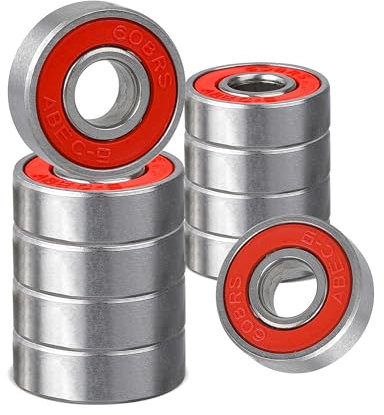 Rybtd 10 Stück Kugellager 608 Miniatur Metall Lager ABEC-9 608 2RS Doppelt Geschirmt Bearing Edelstahl Kugellager Skateboard 8mm x 22mm x 7mm (Rote)