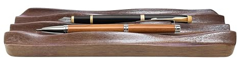 Bantlou Wooden Pen Tray, Elegant Wave Design, Functional Organization for Office, Teacher Gift, Brown