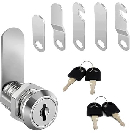 NVTEGR 10 Pack Cam Lock, Cabinet Lock, 4 Keys, Comes with 5 Different Lock Plates, Security Locker Locks, Cabinet Locks, Suit for Mailboxes Locker Toolboxe Filing Cabinet Letter Box Lock