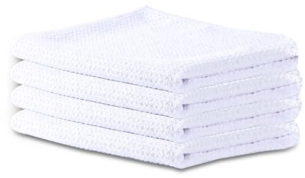 Mr.R Lot de 4 torchons de Cuisine Vierges de qualité supérieure en Polyester pour sécher la Vaisselle, 40 x 60 cm, Blanc