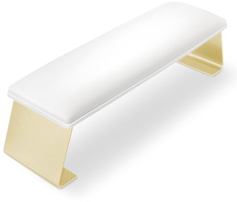 Cleanable Arm Rest for Nails Tech, Waterproof Nail Arm Rest Stand Manicure Hand Rest with Non-Slip Aluminum Alloy Legs, Technology Leather, Nail Polish Can Be Wiped Off, HR602 (White)