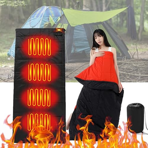 Miuxe Beheizter Schlafsack Für Erwachsene, Leichter Thermoschlafsack Mit 3 Temperaturstufen Und 4 Heizbereichen, Winterschlafsack Für Kaltes Wetter Für Jagd, Wandern, Camping
