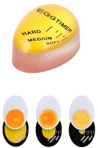 CHEFZOCO Temporizador De Huevos Cocidos, Indicador de Cocción de Huevos, Medidor de Cocción Huevos, Egg Timer, Temporizador para Cocción Huevos, indicador Huevo Hervido Suave, Medio y Duro, Amarillo