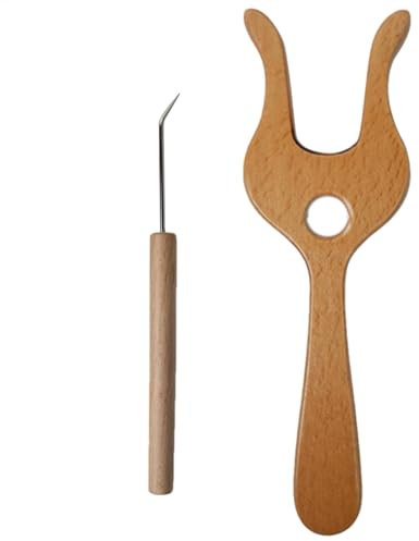 Herramienta de tenedor de tejido, elegante herramienta de tejido, herramientas de tejer de madera, tenedor de tejer de madera, herramienta de de tenedor, tenedor de tejido con gancho de telar
