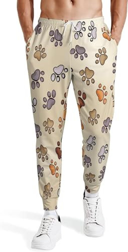 Zltegako Herren Sweatpants Hund Fuß Druck Jogger Hose Freizeithose Athletic Jogger Hose Sweatpants mit Tasche XXL, Stil 1, M