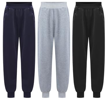 RUNQHUI - Juego de 3 pantalones de chándal para deporte, fitness, cintura elástica