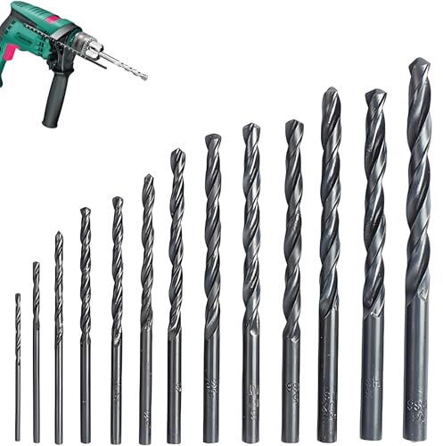 13 PCS Twist Drill Bit Set, High-Speed Steel Drill Bits for Metal, Metal Drill Bits for Hard Steel, Professional Drill Bits for Porcelain ，Glass，Brick