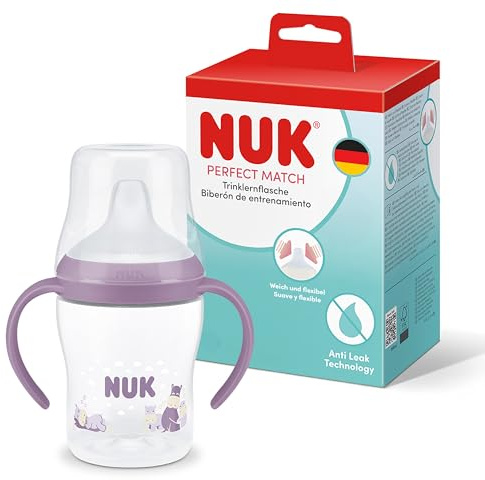 NUK Perfect Match Vaso de Aprendizaje Bebe | 6+ meses | 150 ml | Vaso antiderrames para niños pequeños | Asas antideslizantes | Hipopótamo | 1 unidad