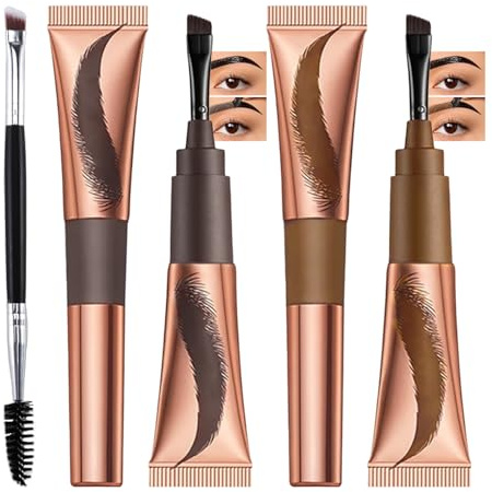 Erinde Gel à Sourcils Peel Off, Teinture Sourcils Tatouage, Gel Haute Pigmentation et Résistant à l'Eau, Application Facile grâce à la Brosse Intégrée, Pour des Sourcils Impeccables. #01+#02