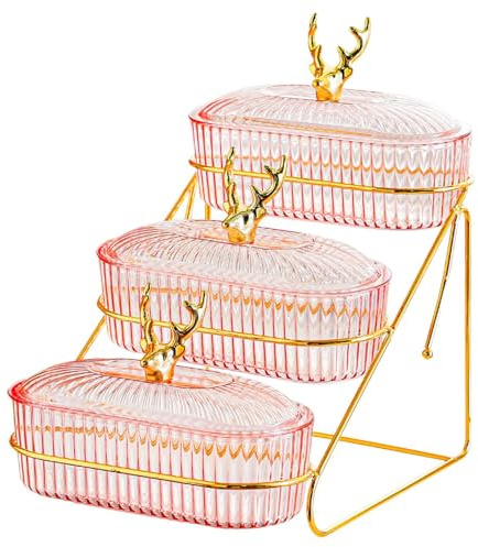 MagiDeal Vassoio per snack, vassoio per alimenti con coperchio, piatto per, piatti per snack, biscotti, 3 Layers Style B