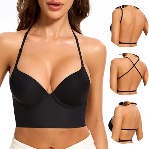 BUBBLEFOX Soutien-Gorge Dos Nu À Léger Rembourrage,Demi Invisible À Dos Bas | Soutien-Gorge À Armatures Convertible, Sans Coutures, Dos Nu Et Dos Transparent, Idéal Pour Robes À Dos Nu Et Tops À Dos Bas