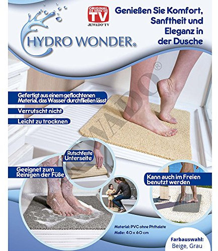Hydro Wonder® Tappetino antiscivolo per vasca da bagno e doccia, 40 x 60 cm, beige o grigio, Beige, 40 x 60 cm