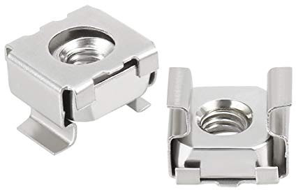 sourcingmap Lot de 35 écrous à cage M4 en acier au carbone nickelé pour armoire de serveur