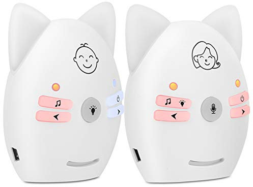 Digitales Babyphone, Kabelloses Zwei-Wege-Babyphone Tragbares Audio-Babyphone mit Nachtlicht für Babys(EU-Stecker)