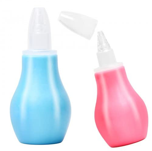 Vesaneae 2 Nasensauger, Nasenreiniger aus Silikon, Nasenpumpe Baby,Nasensekretsauger,Nasal Aspirator Wiederverwendbar,Sekretsauger,Schleimentfernung für Säuglingsnasenverstopfung Relief,Rosa und Blau